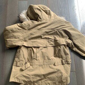 Beige Fur-Lined Hooded Parka (Size M)